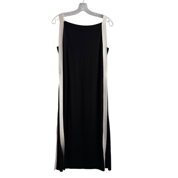 AKRIS Black & White Accent Knit Midi Slit Dress Size Small $2390 Retail - Picture 1 of 4